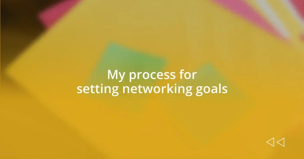My process for setting networking goals