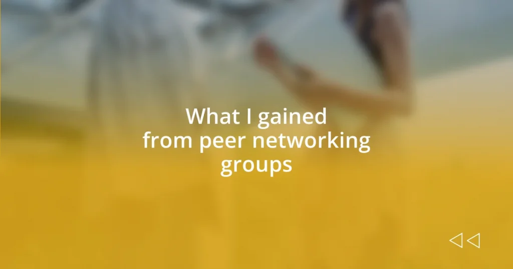 What I gained from peer networking groups
