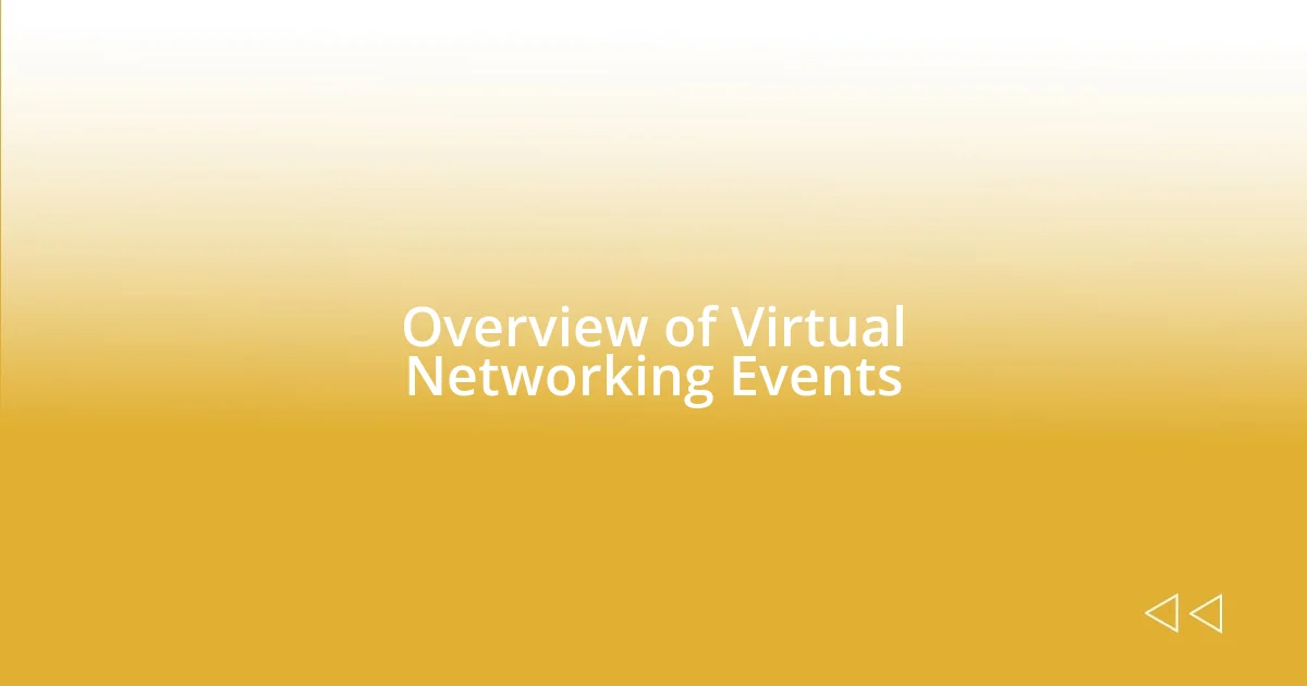 Overview of Virtual Networking Events
